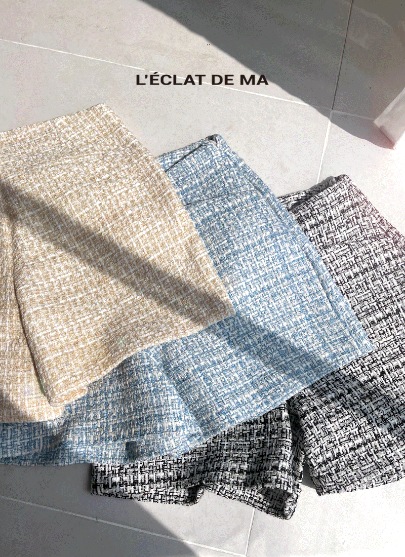 L’ÉCLAT DE MA 레끌라드마  트위드 하이웨스트 숏P 3color